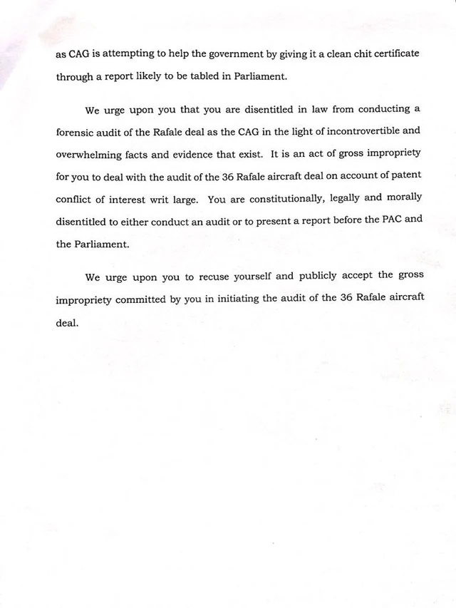Congress accuses CAG Mehrishi of conflict of interest, demands he recuses himself from Rafale deal report