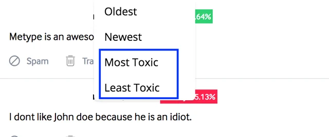 Sorting based on toxicity level