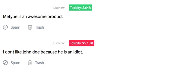 Identifying Toxicity Level using Perspective API on Metype 