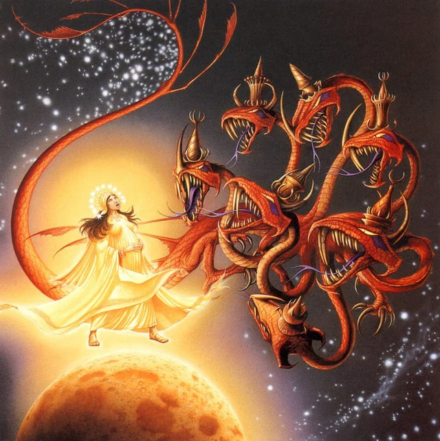 ಸೂರ್ಯನನ್ನು ನುಂಗುತ್ತಿರುವ ಡ್ರ್ಯಾಗನ್.