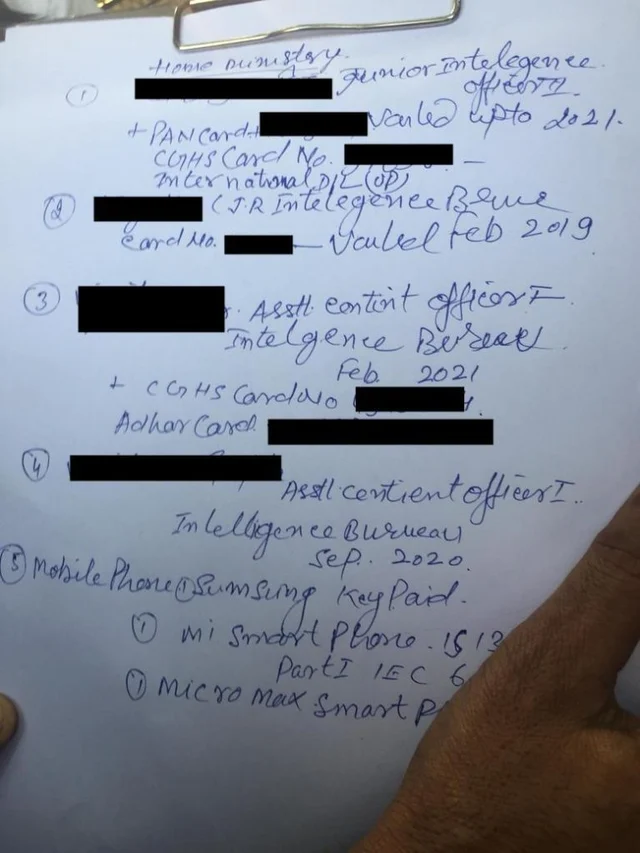 ವಶಕ್ಕೆ ಪಡೆದುಕೊಂಡ ಐಬಿ ಅಧಿಕಾರಿಗಳ ವಿವರಗಳು