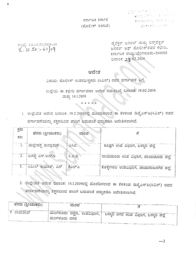ಚುನಾವಣೆಗೂ ಮುನ್ನಾ ‘ಪೊಲೀಸ್ ಸರ್ಜರಿ’; 31 ಐಪಿಎಸ್, 26 ಡಿವೈಎಸ್ಪಿ, 93 ಪಿಐ ವರ್ಗಾವಣೆ
