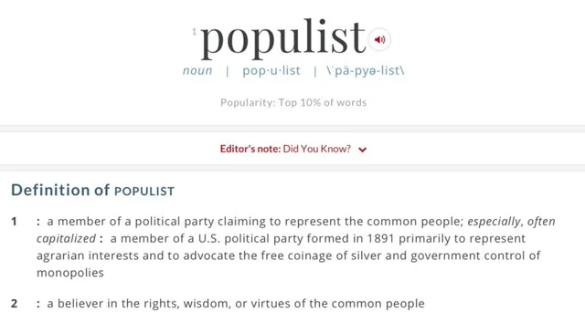 In Defence Of Populism