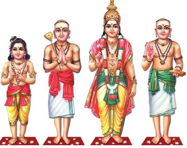Thiru Gnana Sambandar, Thiru Navukarasar, Sundarar and Manicka Vasagar