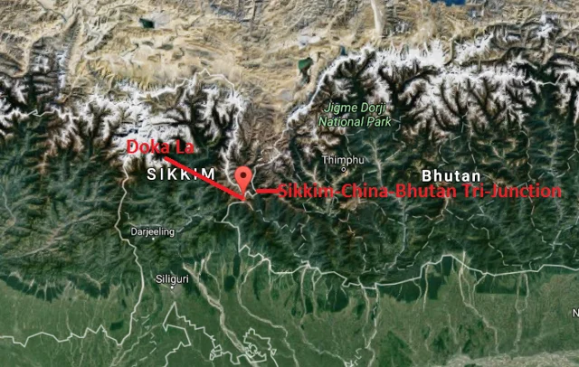 Location of Doka La, the region were Chinese troops reportedly entered India.
