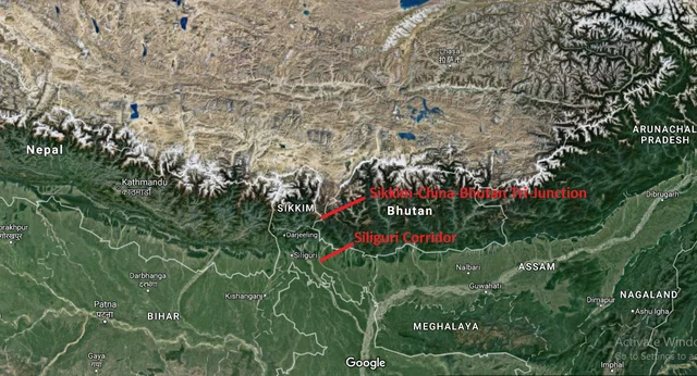 Location of the
Siliguri Corridor.