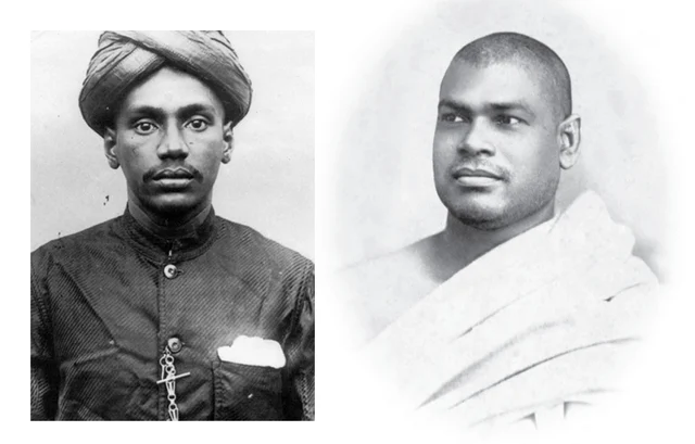 Young V O Chidambaram Pillai, left, and Swami Ramakrishananda.