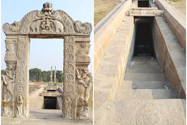 The arch (left) and the steps (right) leading into the well. 