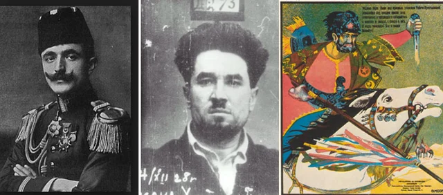 Enver Pasha, Sultan Galiev and Muslim National Communists’ propaganda poster. (courtesy: Bennigesen)