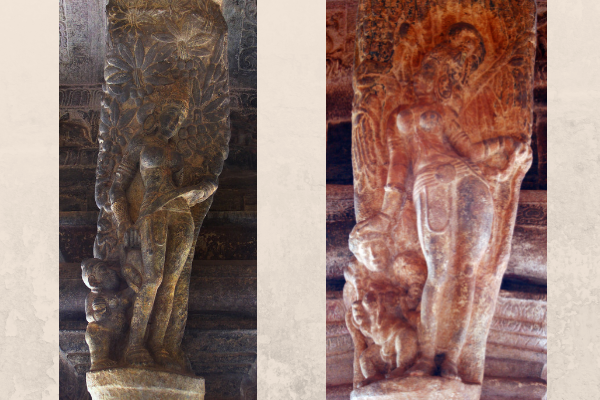 Apsara sculptures at Badami Chalukya cave temple