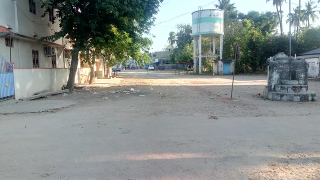 The open space in front of Ackoor Sri Thanthondri Swamy temple where a weekly fish market has come up. The place belongs to the temple trust. 