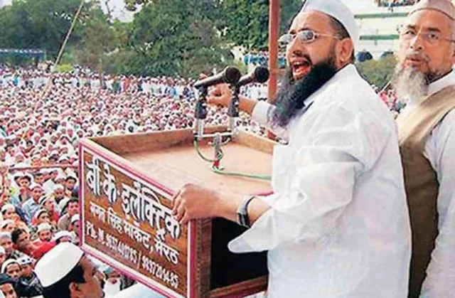 Haji Yakub Qureshi speaking at a rally.