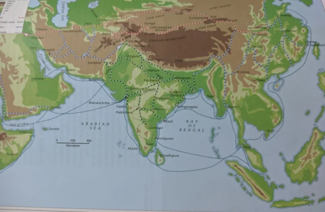Map showing ancient trade routes along the Indian Ocean littoral