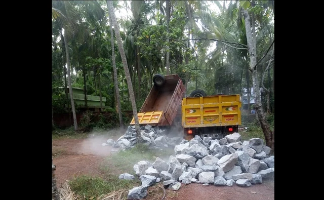 Stones being dumped by the goons as a mark of threat and intimidation. 