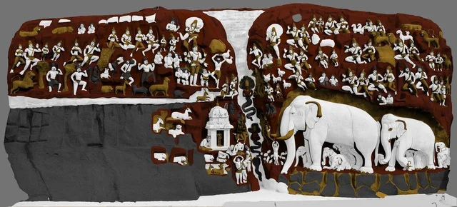 Artwork representative of the ethos of Mamallapuram.