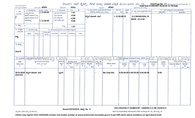 A sample digitised RTC
