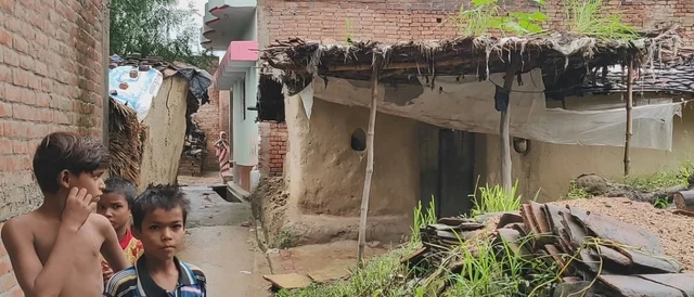 A view of the Harijan basti in Kaushambi where survivor lives