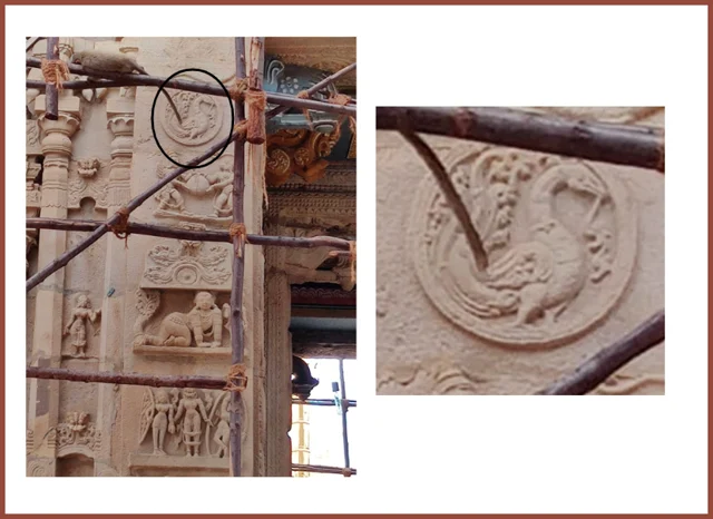 The emblem of the Ahobilam math found in temple carvings, displaying the connection between the temple and the math. (Credit: Sh. Kidambi Sethu Raman)