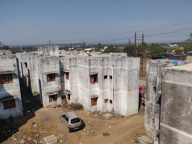 A view of the block in which Dhan Prasad’s family lives. The vehicle parked belongs to the local police. (Swati Goel Sharma/Swarajya Magazine)