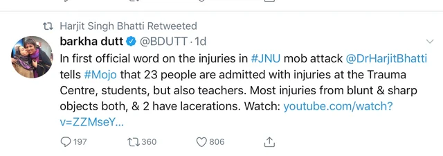 Doctor Who Told Media That Injuries Of ABVP Activists In JNU Were ‘Superficial’ Is Not Employed With AIIMS, Is A Congress Member
