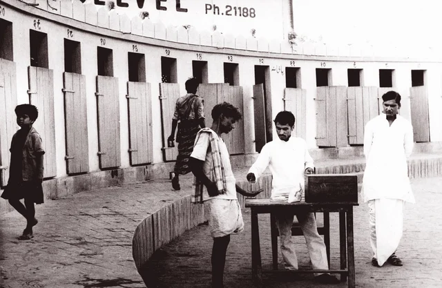 Pathak supervising Sulabh’s first pay-and-use toilet complex in Patna in 1974 