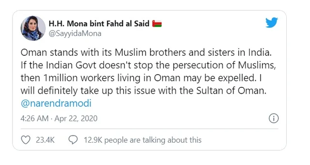 Screenshot of the tweet