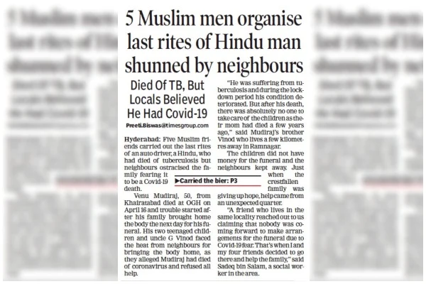 Screenshot of the report published in the Times of India’s Hyderabad edition on 20 April.
