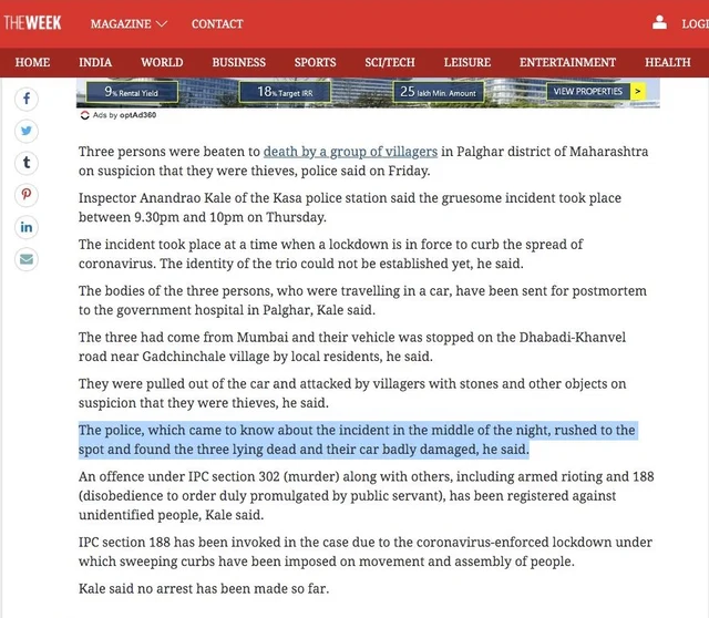 A screenshot from The Week story from 17 April
