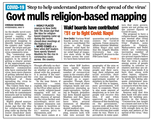Asian Age newspaper on 10 May 2020