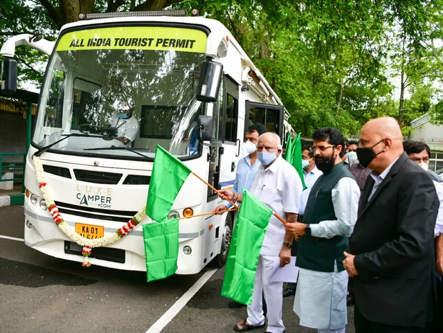 Caravan tourism launched by CM B S Yediyurappa and Minister for Tourism C T Ravi