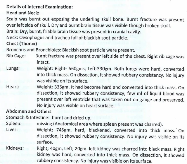 Postmortem report of Dilbar Negi