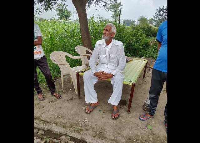 A villager at Khewra in Sonipat on 1 September