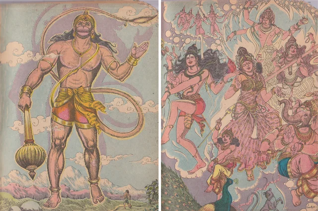 Sankar’s full-page illustration depicted the greatness of the Indian culture to the child.