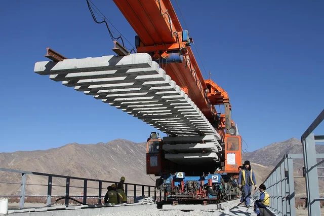 A construction site of the Lhasa-Nyingchi Railway in Sangri County of Shannan, Tibet. 
