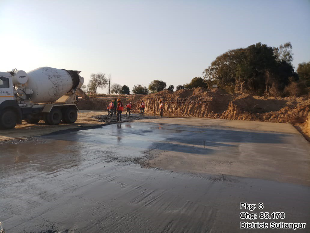 Construction work in progress in the Sultanpur district. (UPEIDA/Twitter)