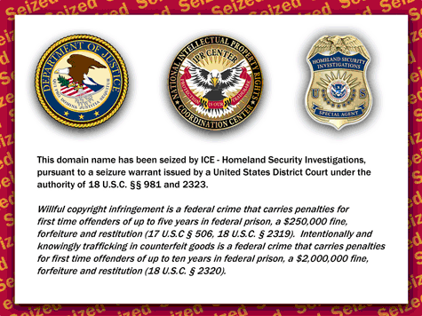 US DOJ and ICE seize additional domains