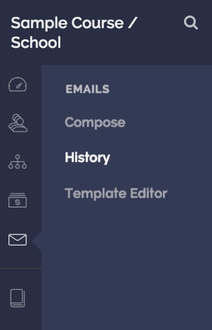 (Teachable’s email marketing submenus.)