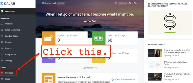 (Kajabi’s dashboard)