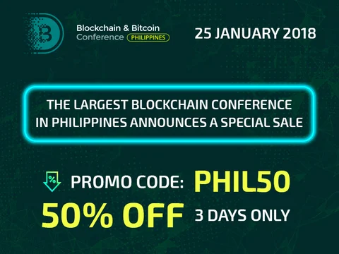 50% discount on Blockchain & Bitcoin Conference Philippines: Only three days – 15, 16 and 17 of January