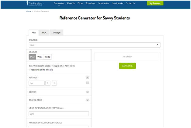 Custom Essay Writing Service: Why to Use the Citation Generator by ThePensters . com?