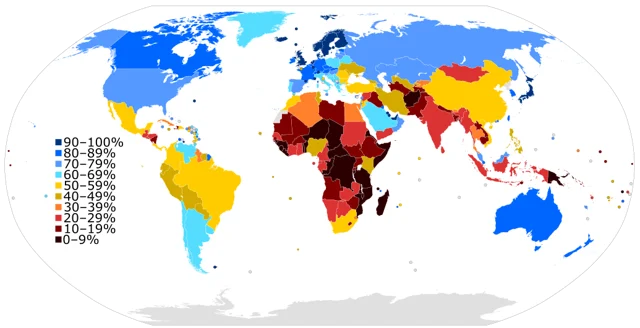 Internet users in 2015 as a percentage of a country’s population