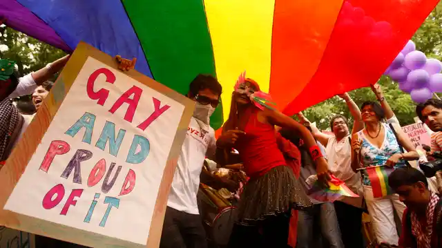 Participants take part in a gay pride march in New Delhi, 2009.