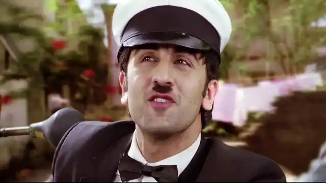 Ranbir Kapoor’s Chaplin look in a still from <i>Ajab Prem Ki Gazab Kahani</i> (2009).