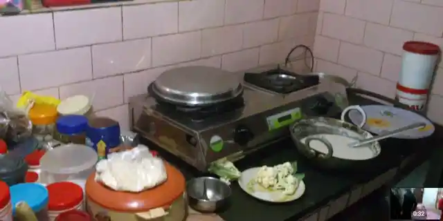 A middle class kitchen.