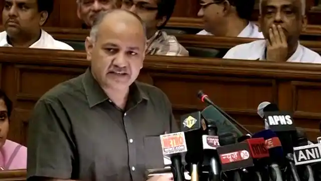 Delhi Deputy CM Manish Sisodia during the Budget speech. 