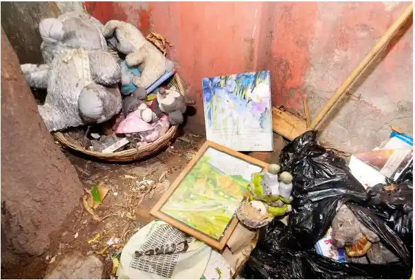 Inside 3 Robinson Street. (Courtesy: Screenshot of the <i><a href="http://www.indiatimes.com/">Indiatimes </a></i>article <a href="http://www.indiatimes.com/news/india/sex-stories-and-violence-7-of-the-most-disturbing-things-found-at-the-kolkota-house-of-horrors-233588.html">“7 Of The Most Disturbing Things Found At The Kolkata House Of Horrors”</a>)