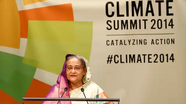 Bangladesh’s Prime Minister Sheikh Hasina, like most of her country-women, is always seen draped in a sari. 