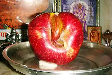 Ganesha in a apple (Photo: <a href="http://im.rediff.com/news/2010/sep/15ganesh5.jpg">rediff.com</a>)