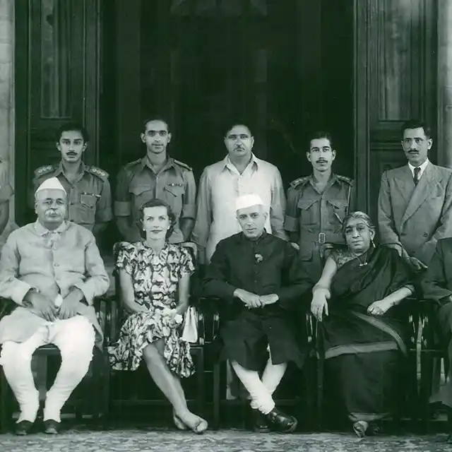 Seated (L-R) GB Pant, Lady Edwina Mountbatten, Jawaharlal Nehru, Sarojini Naidu. Standing 2nd from Left (behind Lady Mountbatten) is Capt PR Jesus. Nainital, 1948. (Photo: Rohit Khanna)
