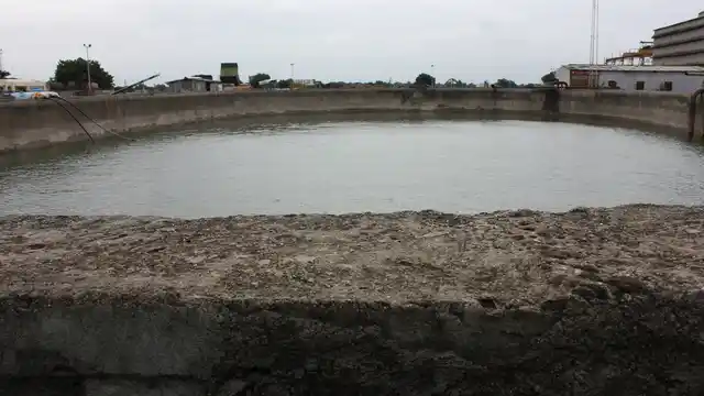 Water tank inside the Bhageshwari sugar mill at Partur in Maharashtra’s Jalna district. (Photo: Vivian Fernandes)